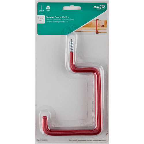 National N188-005  Large Storage 7" Screw Hook - Vinyl Coated - 2 per Package (V2155) Image 1