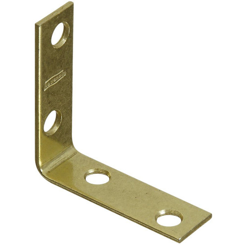 National N190-835  Corner Brace 2" x 5/8" - Brass - 4 per Package (V115) Image 0