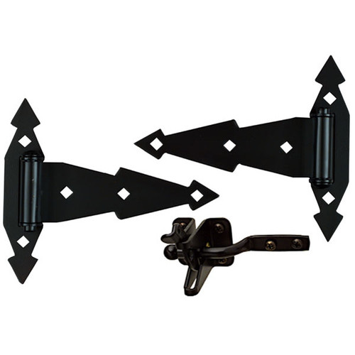 National N243-899  Black Finish Gate Kit Includes 2 Hinges & 1 Latch  Image 0