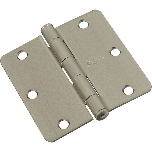 National N830-245  3-1/2" Round Corner Door Hinge - Satin Nickel (SPB512RC) Image 0