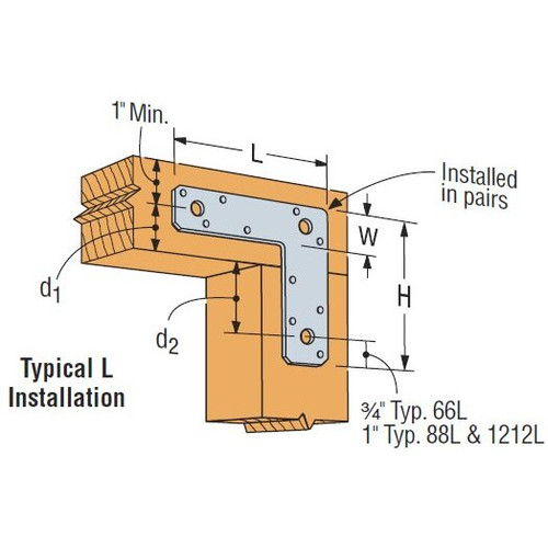 Simpson Strong Tie 1212L  14-ga "L" Strap Tie (12" x 12" x 2") Image 1