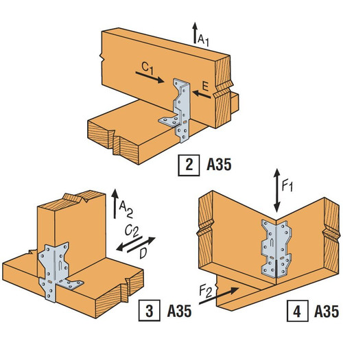 Simpson Strong Tie A35  4-1/2" 6-Way Framing Angle Anchor Image 3