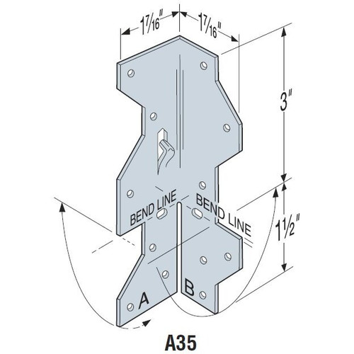Simpson Strong Tie A35Z  4-1/2" 6-Way Framing Angle Anchor Z-Max Finish Image 1