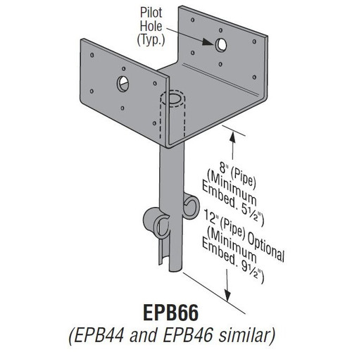 Simpson Strong Tie EPB66HDG  6x6 Post Elevated Post Base with 8" Pipe HDG Image 1