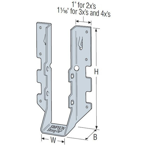 Simpson Strong Tie LUS26-2  Double 2x6 Light Double Shear Joist Hanger Image 1