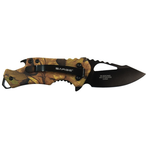 Sarge SK-502CAMO  Camo Fuse Pocket Knife with Bottle Opener 2.375" Blade Image 1