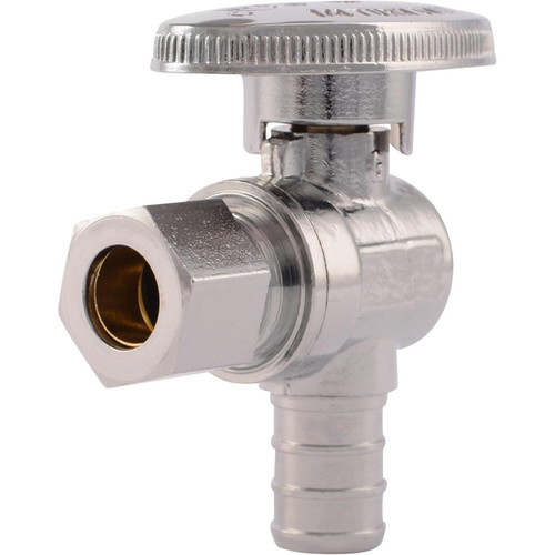 SharkBite 23058LF  1/2" Barb x 3/8" OD Compression Brass Quarter-Turn Angle Stop Valve Image 0