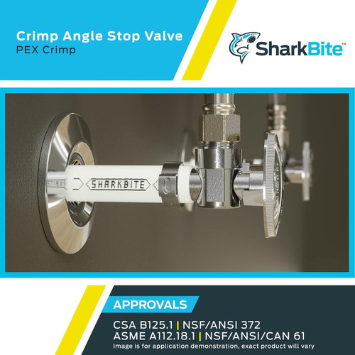 SharkBite 23058LF  1/2" Barb x 3/8" OD Compression Brass Quarter-Turn Angle Stop Valve Image 4