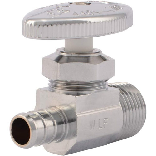 SharkBite 23061LF  1/2" Barb x 1/2" MPT Brass Multi-Turn Straight Stop Valve Image 0