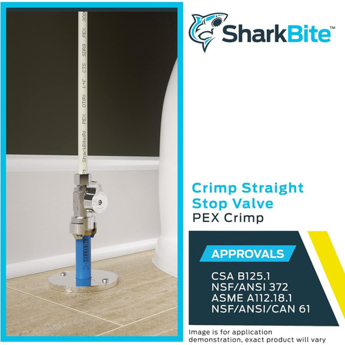 SharkBite 23062LF  1/2" x 3/8" Barbed Brass Multi-Turn Straight Stop Valve Image 4