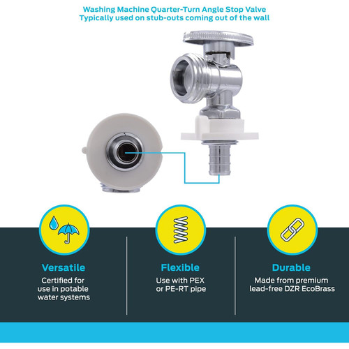 SharkBite 23064LF  1/2" Barb x 3/4" MHT Brass  Quarter-Turn Angle Stop Valve Image 2