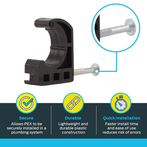 SharkBite 23220  1/2" PEX J-Hook Single Nail Clamps - 10 per Package Image 2
