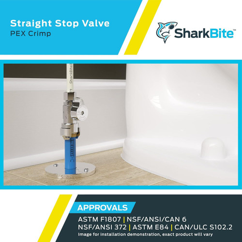 SharkBite 23382LF  3/8" x 3/8" Barbed Brass Quarter-Turn Straight Stop Valve Image 4