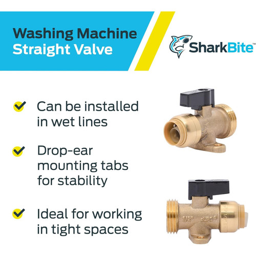 SharkBite 25559LF  1/2" Push-to-Connect x 3/4" MHT Washing Machine Straight Valve Image 5