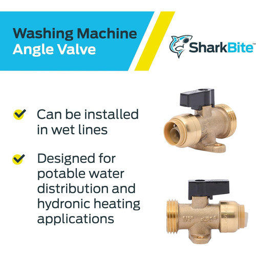 SharkBite 25560LF  1/2" Push-to-Connect x 3/4" MHT Washing Machine Angle Valve Image 3