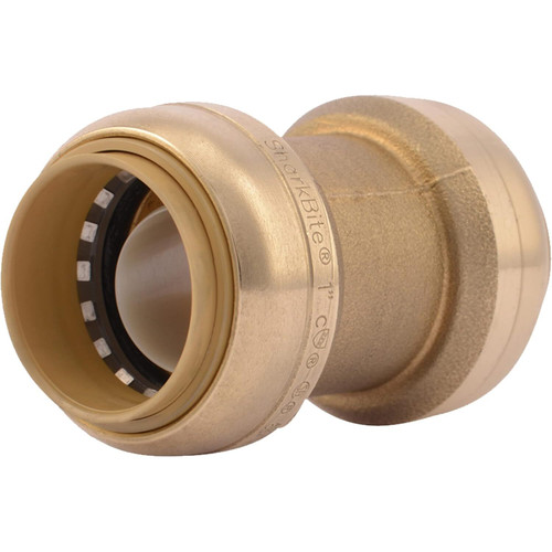 SharkBite U020LFA  1" x 1" Brass Push-to-Connect Repair Coupler Image 0