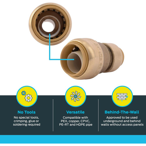 SharkBite U058LFA  3/4" x 1/2" Brass Push-to-Connect Reducing Coupler Image 2