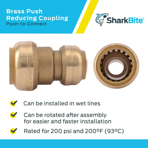 SharkBite U060LFA  1" x 3/4" Brass Push-to-Connect Reducing Coupler Image 3