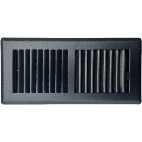 Sierra Grates TWF414-BLK  4" x 14" Steel 2 Way Louvered Design Floor Register Cast Iron Black Image 0