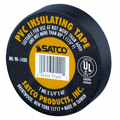 Satco 90-1420  3/4" x 60' Black PVC Electrical Tape Image 0