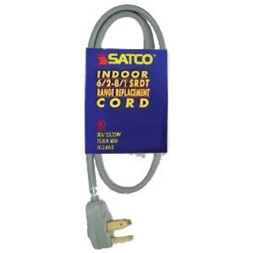 Satco 93-5032  3' Heavy Duty Replacement 3-Wire Range Cord (6-2 - 8-1 SRDT) Gray Flat Image 0