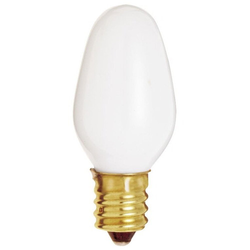 Satco S3792  7 Watt C7 White Night Light Bulbs with Candle Base - 2 per Card Image 0 Satco S3792  7 Watt C7 White Night Light Bulbs with Candle Base - 2 per Card Image 0