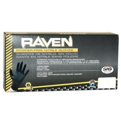 SAS Safety 66519  Raven 7 mil Black Nitrile Disposable Gloves - X-Large (100 Gloves per Box) Image 1