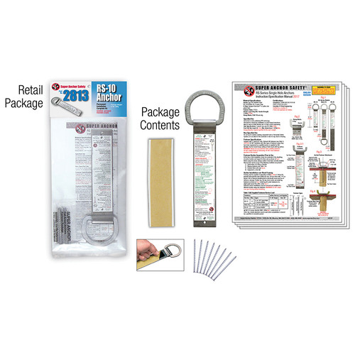 Super Anchor Safety 2813AR  RS-10 Single D-Ring Roof Anchor Stainless Strap Image 1