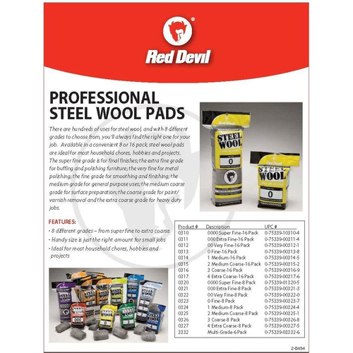Red Devil 0322  #00 Very Fine Steel Wool - 8 per Package Image 1