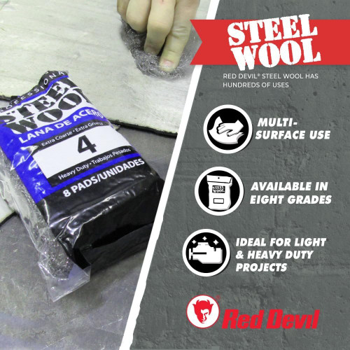 Red Devil 0326  #3 Coarse Steel Wool - 8 per Package Image 3