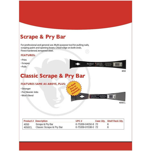 Red Devil 4050CL  1-3/4" x 9-5/8" Classic Scrape'n Pry Bar Image 1