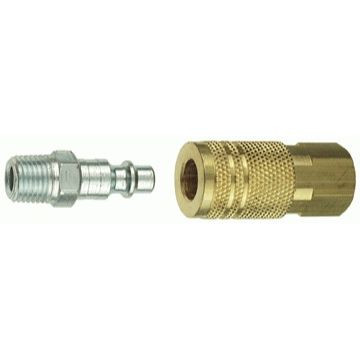 Tru-Flate 13-201  1/4" Industrial / Milton Design ("I/M" Style) Air Line Quick Disconnect Coupler & Plug Set Image 0