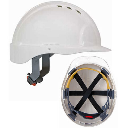JSP 280-EV6151V-10  Evolution Deluxe - Standard Brim Vented Hard Hat 6 Point Polyester Suspension With Wheel Ratchet Adjustment - White  Image 1