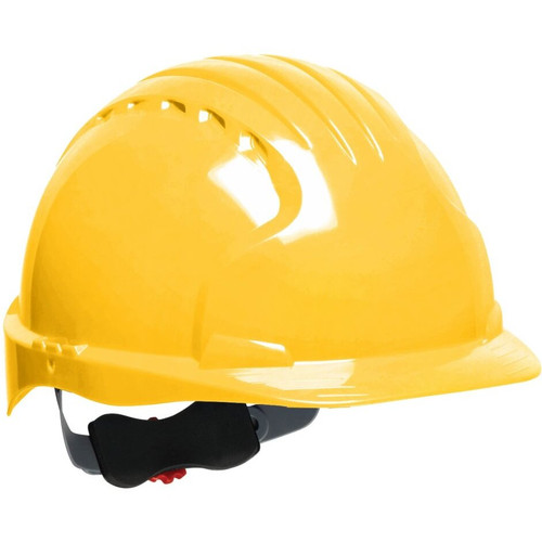 JSP 280-EV6151V-20  Evolution Deluxe - Standard Brim Vented Hard Hat 6 Point Polyester Suspension With Wheel Ratchet Adjustment - Yellow Image 0