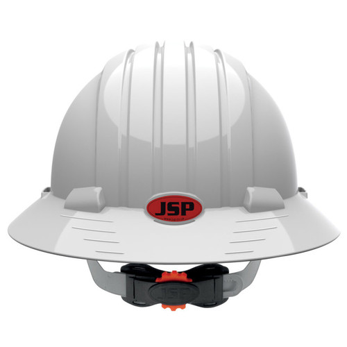 JSP 280-EV6161-10  Evolution Deluxe - Full Brim Non Vented Hard Hat 6 Point Polyester Suspension With Wheel Ratchet Adjustment - White  Image 2
