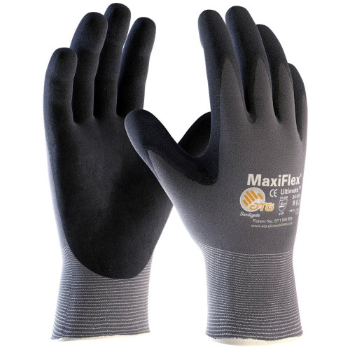 ATG 34-874T  MaxiFlex Ultimate - Nylon, Micro-Foam Nitrile Grip Gloves - Black/Gray  - Medium Image 0 ATG 34-874T  MaxiFlex Ultimate - Nylon, Micro-Foam Nitrile Grip Gloves - Black/Gray  - Medium Image 0