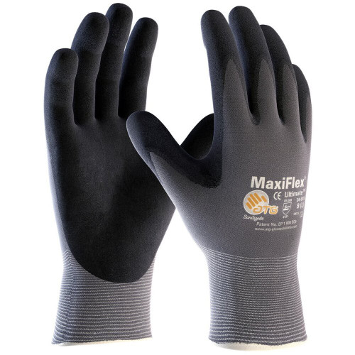 ATG 34-874T  MaxiFlex Ultimate - Nylon, Micro-Foam Nitrile Grip Gloves - Black/Gray  - Small Image 0