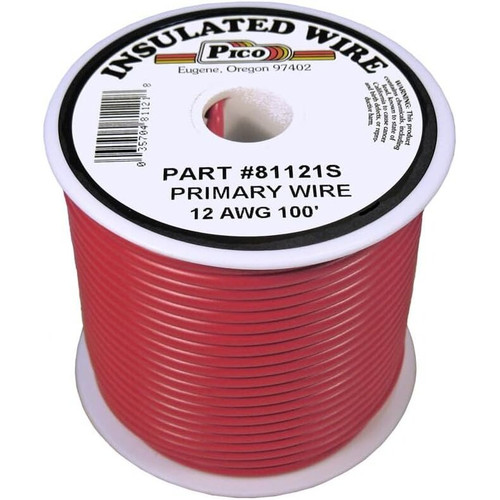 Pico 81121S  12 AWG Red Primary Wire Copper Stranded Conductor with PVC Jacket  100' per Spool Image 0