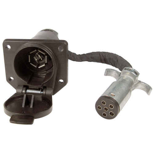 Pico 6585PT  6-Way Round Pin Male to 7-Way RV Blade Female Trailer Connection Adapter Image 0