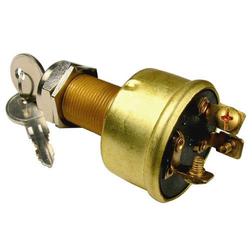 Pico 5529PT  12 Volt 15 Amp Brass Heavy Duty Ignition Starter Switch 3-Position Image 0