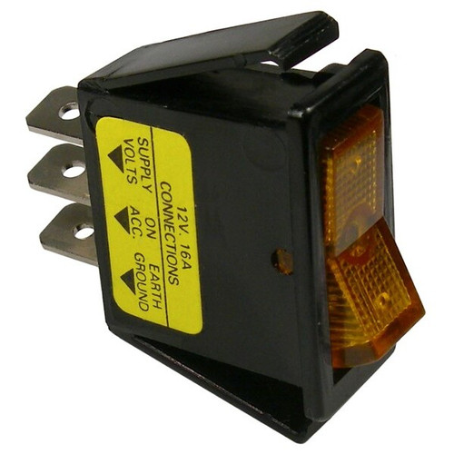 Pico 5534PT  12 Volt 16 amp On-Off Amber Illuminated Rocker Switch Flush Mount 1 per Package Image 0