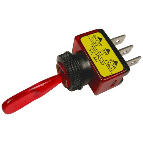 Pico 5536PT  12 Volt 16 Amp On-Off Toggle Switch 1" Red Illuminated Handle SPST 1 per Package Image 0