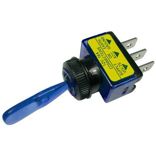 Pico 5537PT  12 Volt 16 Amp On-Off Toggle Switch 1" Blue Illuminated Handle SPST 1 per Package Image 0