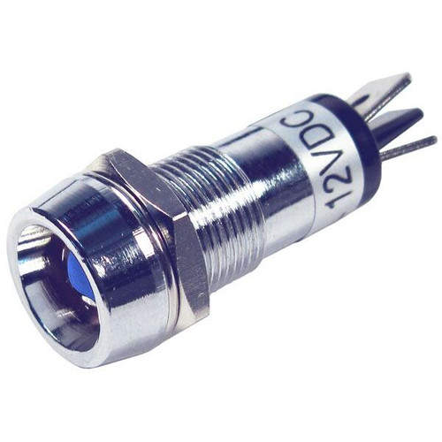 Pico 5565A  12-Volt 15 Amp Blue Illuminated Chrome Plated Indicater Light  for 1/2" Mounting Hole 25 per Package Image 0