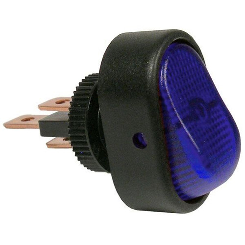 Pico 5581A  12 Volt 25 Amp On-Off Blue Illuminated Oval Rocker Switch SPST 25 per Package Image 0