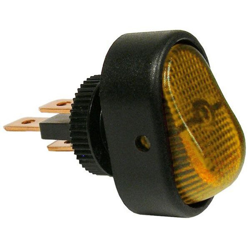 Pico 5582A  12 Volt 25 Amp On-Off Amber Illuminated Oval Rocker Switch SPST 25 per Package Image 0