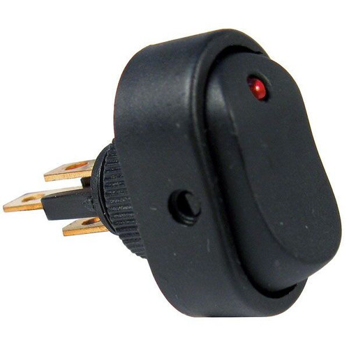 Pico 5584A  12 Volt 25 Amp On-Off Red LED Dot Illuminated Oval Rocker Switch SPST 25 per Package Image 0