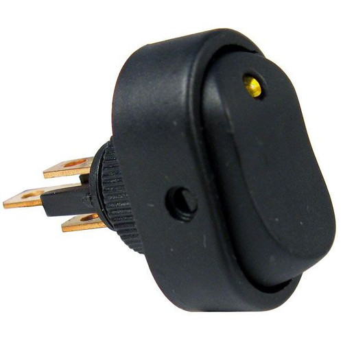 Pico 5586PT  12 Volt 25 Amp On-Off Amber LED Dot Illuminated Oval Rocker Switch SPST Image 0