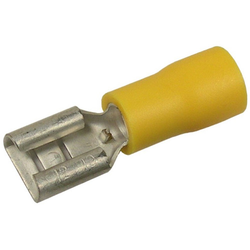 Pico 1955QT  12-10 AWG(Yellow)  Flared Vinyl Insulated Electrical Wiring 0.250" Tab Female Quick Connect Receptacle Terminal 3 Per Package Image 0