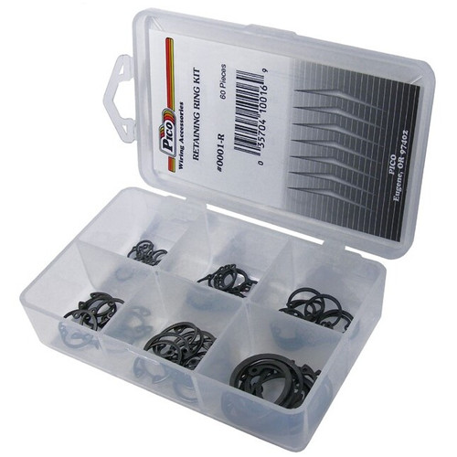 Pico 0001-R  60 Piece Internal and External Retaining Ring Assortment Kit 6 Sizes in Plastic Kit Box Image 0